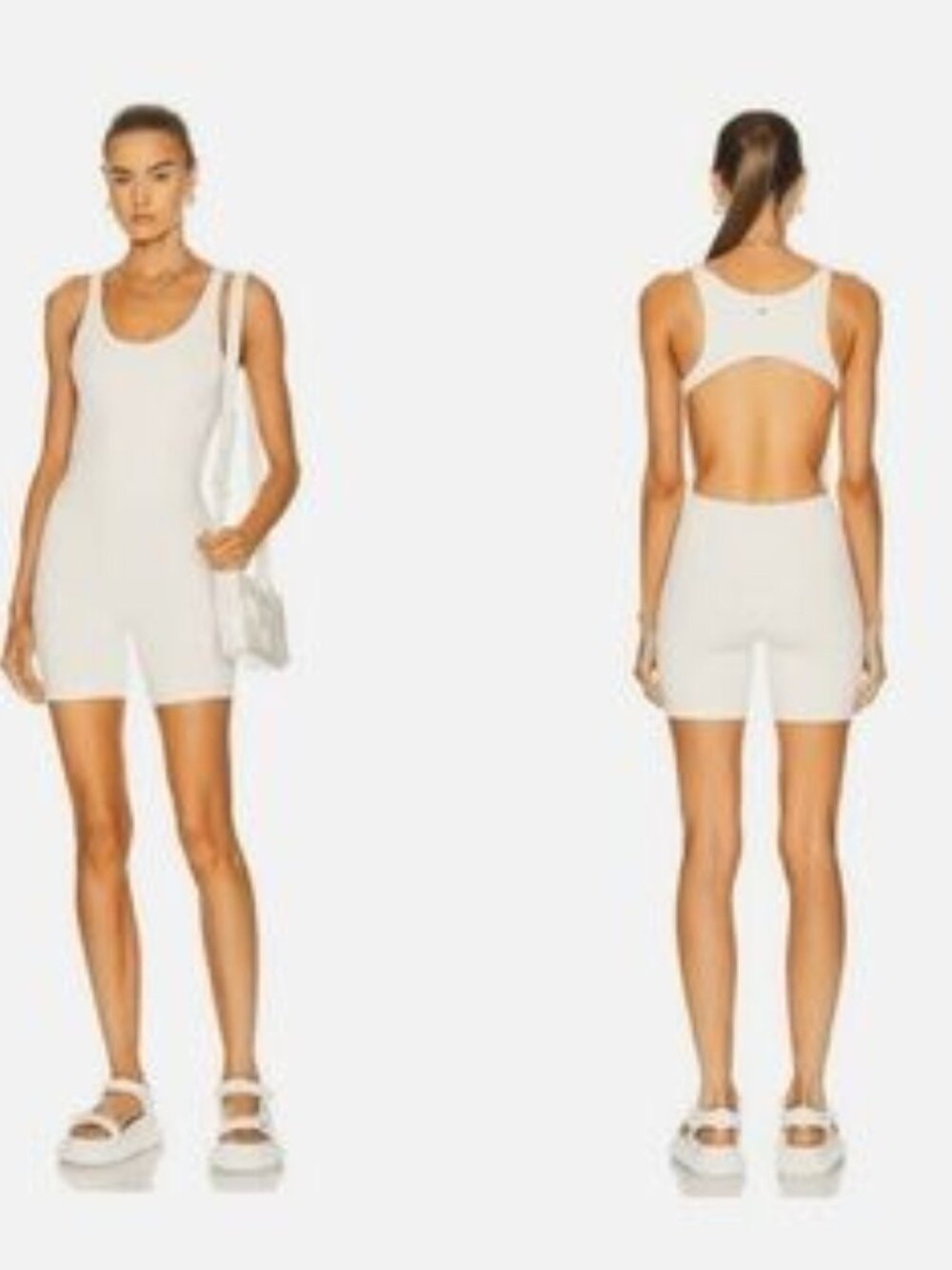 Koral - Test Blackout Open Back Romper (Macadamia)
